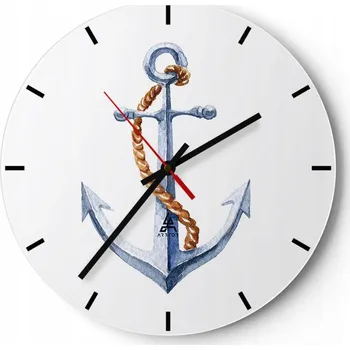 Hodiny Nástěnné hodiny do kuchyně 30x30 Kotva Skleněné hodiny do obýváku Loft Tiché