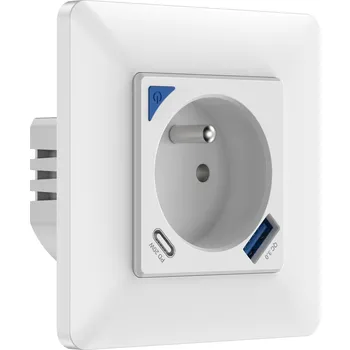 vypínač a zásuvka Immax NEO Smart vnitřní zásuvka s kolíkem, typ E, 1xUSB, 1xUSB C , PD 20W, Zigbee
