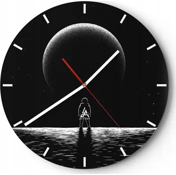 Hodiny Velké nástěnné hodiny na zeď 40x40 Kosmos Skleněné hodiny Kulatý Tiché