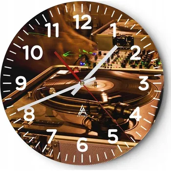 Hodiny Nástěnné hodiny do obýváku 40x40 Hudba Kulatý Hodiny na skle Loft Tiché