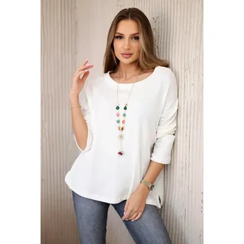 Dámská halenka Kesi Włoski Halenka s náhrdelníkem ecru Kesi Włoski bílá 3237718