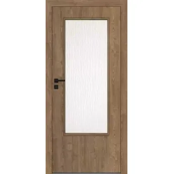 Interiérové dveře Interiérové deskové dveře STANDARD 30 s hranatým prosklením. Desková konstrukce s dřevěným rámem.