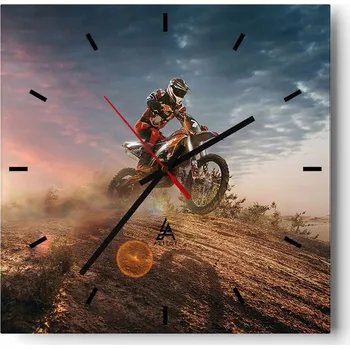 Hodiny Velké nástěnné hodiny na zeď 40x40 Sport Skleněné hodiny Čtvercové Tiché