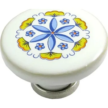 Nábytkové kování Keramická úchytka bílá se vzorem Italská 44 mm