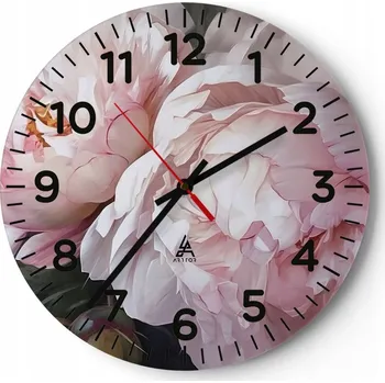 Hodiny Kuchyňské nástěnné hodiny 30x30 Květiny Moderní skleněné hodiny do obýváku Tiché