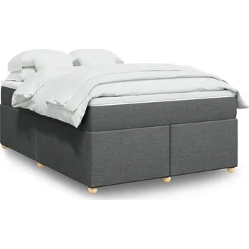 Postel vidaXL Box spring postel s matrací 140x200 cm textil [3285381] Barva: Tmavě šedá