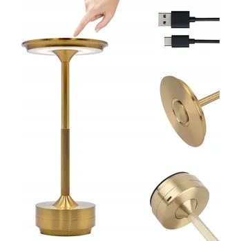Lampička DOBÍJECÍ 3 TEPLOTY BAREV DOTYKOVÁ NOČNÍ LAMPA STOLNÍ LAMPA ZLATÁ