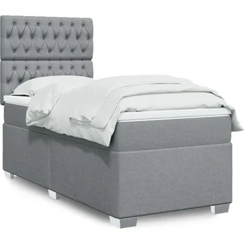 Postel vidaXL Box spring postel s matrací 90x200 cm textil [3292679] Barva: světle šedá