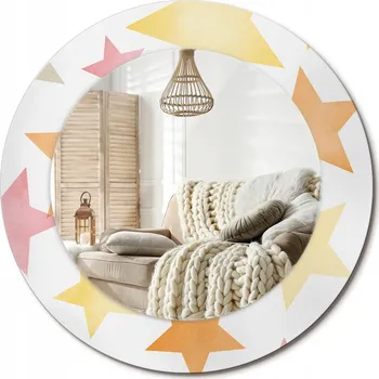 Zrcadlo Loftové zrcadlo s ozdobným skleněným rámem Pastelové hvězdy průměr 50 cm