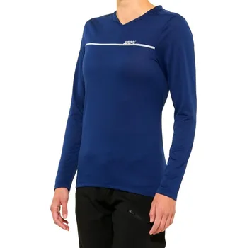 cyklistický dres Dres 100% RIDECAMP Women's Long Sleeve Jersey Navy - M