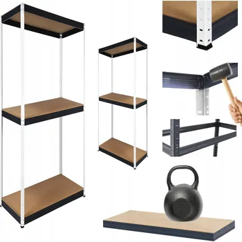 Dílenský regál Kovový regál do skladu, dílny HELIOS 90x60x60 cm, 3 police, nosnost 175 kg