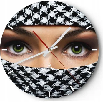 Hodiny Nástěnné hodiny do kuchyně 30x30 Žena Skleněné hodiny do obýváku Loft Tiché