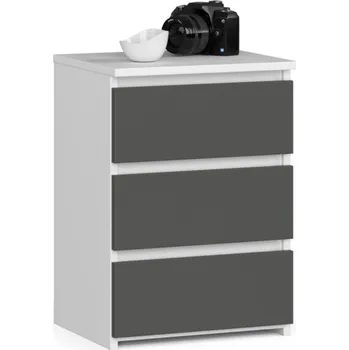 Noční stolek Noční stolek CL3 40 cm 3 zásuvky - bílo-šedý grafit