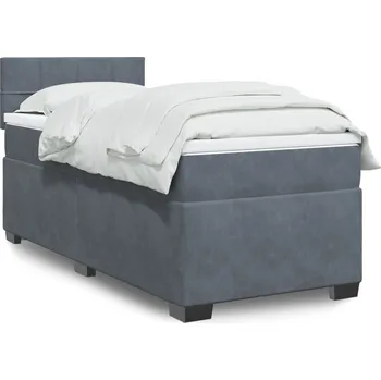 Postel vidaXL Box spring postel s matrací 100x200 cm samet [3288538] Barva: Tmavě šedá