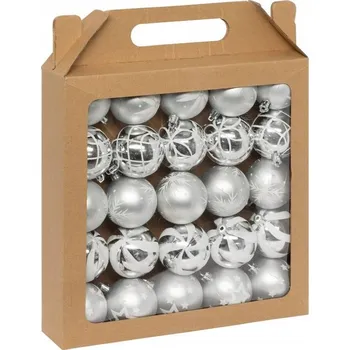 Vánoční dekorace VÁNOČNÍ BAŇKY STŘÍBRNÉ OZDOBY NA VÁNOČNÍ STROMEČEK DEKORATIVNÍ SADA 25 KS PRŮMĚR 6 CM