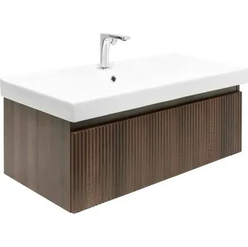 Koupelnový nábytek Koupelnová skříňka s baterií a umyvadlem SAT Evolution 1 98x30x44,8 cm ořech mat SATEVO100NAU1B