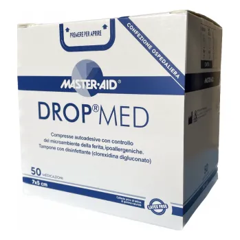 Náplast Náplast antiseptická DROP MED, 7 x 5 cm/50ks s polštářkem