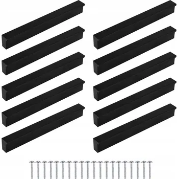 10 Ks Nábytková úchytka černé matné 96 mm + vruty