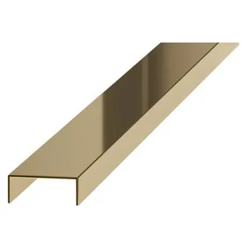 Podlahová lišta Lišta dekorační "U" Eviso gold lesk, nerez PVD, délka 270 cm, šířka 10 mm, PRGO0001