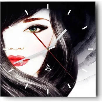 Hodiny Nástěnné hodiny do kuchyně 30x30 Žena Stylové hodiny na skle Loft Tiché