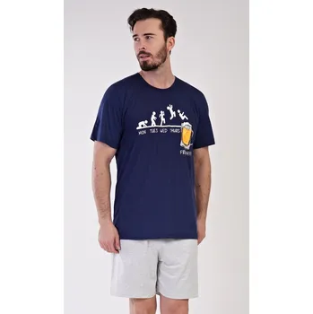 Pánské pyžamo Vienetta MAN Pánské pyžamo šortky Filip - vyp Barva: Modrá - tmavě, Velikost: M