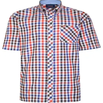 Pánská košile Pánská košile s krátkým rukávem - v nadměrné velikosti 3678 SH376 brown/orange