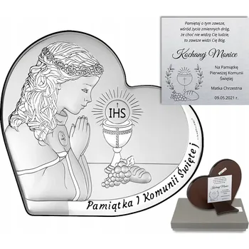 Obraz STŘÍBRNÝ OBRAZ S GRAVÍROVÁNÍM - PAMÁTKA NA SVATÉ PŘIJÍMÁNÍ PRO DÍVKU