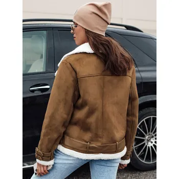 Dámská zamszová bunda s kožíškem LEVERINO DStreet hnědá 2979342