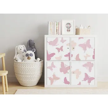 samolepka Samolepka IKEA KALLAX - Jemné růžové motýlky