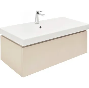 Nábytek Koupelnová skříňka s umyvadlem a baterií SAT Feel 100x30x46 cm pískově béžová mat SATFEEL100BEU1B