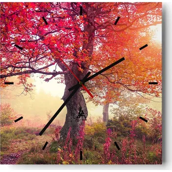 Hodiny Nástěnné hodiny do kuchyně 30x30 Krajina Stylové hodiny na skle Loft Tiché