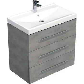 Koupelnový nábytek Koupelnová skříňka s umyvadlem SAT Cube Way 80x76,5x46 cm beton mat CUBE46803BEVER