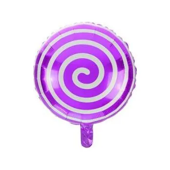 Balónek Foliový balónek „Cukierek lízátko, spirála“, fialový, Arpex, 18", RND