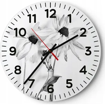 Hodiny Kuchyňské nástěnné hodiny 30x30 Květiny Moderní skleněné hodiny do obýváku Tiché