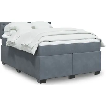 Postel vidaXL Box spring postel s matrací tmavě 140x200 cm samet [3286342] Barva: Tmavě šedá