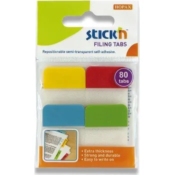 Samolepící bloček Hopax Stick'n - samolepicí proužky - 38 × 25 mm, 4 barvy × 20 ks