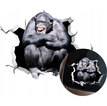 Samolepicí dekorace na vozidlo SAMOLEPKA Grafika na auto rozbité okno Vypadající OPICE Monkey GORILA 12x16