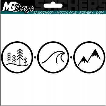 Samolepicí dekorace na vozidlo SAMOLEPKA na auto KOLEČKA HORY LES VLNY 6x16