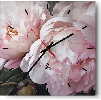 Hodiny Velké nástěnné hodiny na zeď 40x40 Květiny Skleněné hodiny Čtvercové Tiché