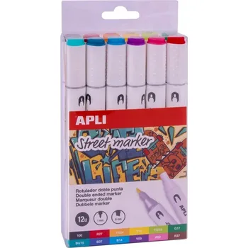 Fixy oboustranné Street Marker Apli 12 barev