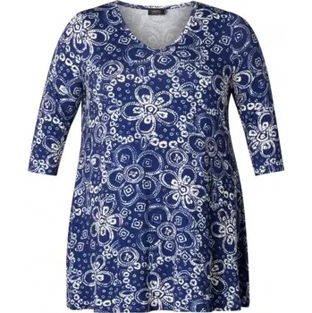 Dámská halenka Tunika do "A" s potiskem (třičtvrteční rukáv) - v nadměrné velikosti 3338 - 3809