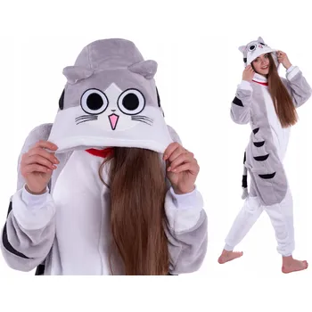 Dámské pyžamo Šedá kočka kotě CHI PYŽAMO Jednodílné Onesie Kigurumi Dámské M 155-164