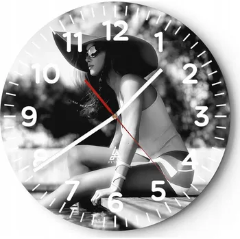 Hodiny Velké nástěnné hodiny na zeď 40x40 Žena Skleněné hodiny Kulatý Tiché