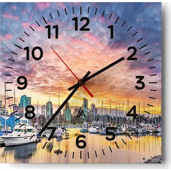 Hodiny Kuchyňské nástěnné hodiny 30x30 Krajina Skleněné hodiny do obýváku Moderní Tiché