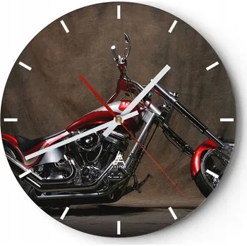Hodiny Velké nástěnné hodiny 40x40 Motorka Skleněné hodiny Kulatý Tiché