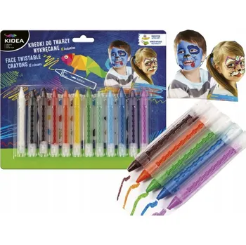 Kresba Pastelky na malování na obličej Kidea, vytahovací, vícebarevné, 12 ks