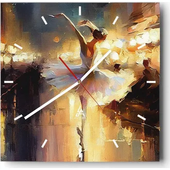 Hodiny Velké nástěnné hodiny 40x40 Baletka Skleněné hodiny Tiché