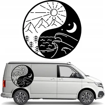 Samolepicí dekorace na vozidlo SAMOLEPKA na auto, karavan – HORY, MOŘE, YIN YANG 90x90 cm
