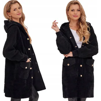 Dámský kabát Soprato dámský černý kabát oversize s kapucí univerzální velikost