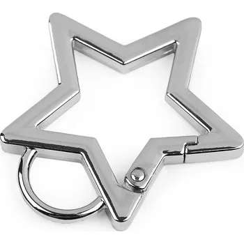 Kovová karabina hvězda průvlek 12 mm, barva 1 nikl